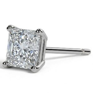 Solo Edge — 1ct GRA Graded Princess Cut Moissanite Single Stud for Men in Sterling Silver