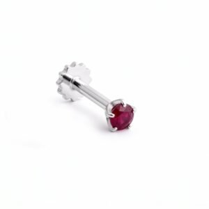 The Tiniest Touch Of Red — Natural Ruby (Yaqoot) Nose Pin in Sterling Silver