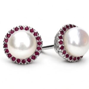 Natural Wonders — Natural Ruby & Pearl Studs in Sterling Silver