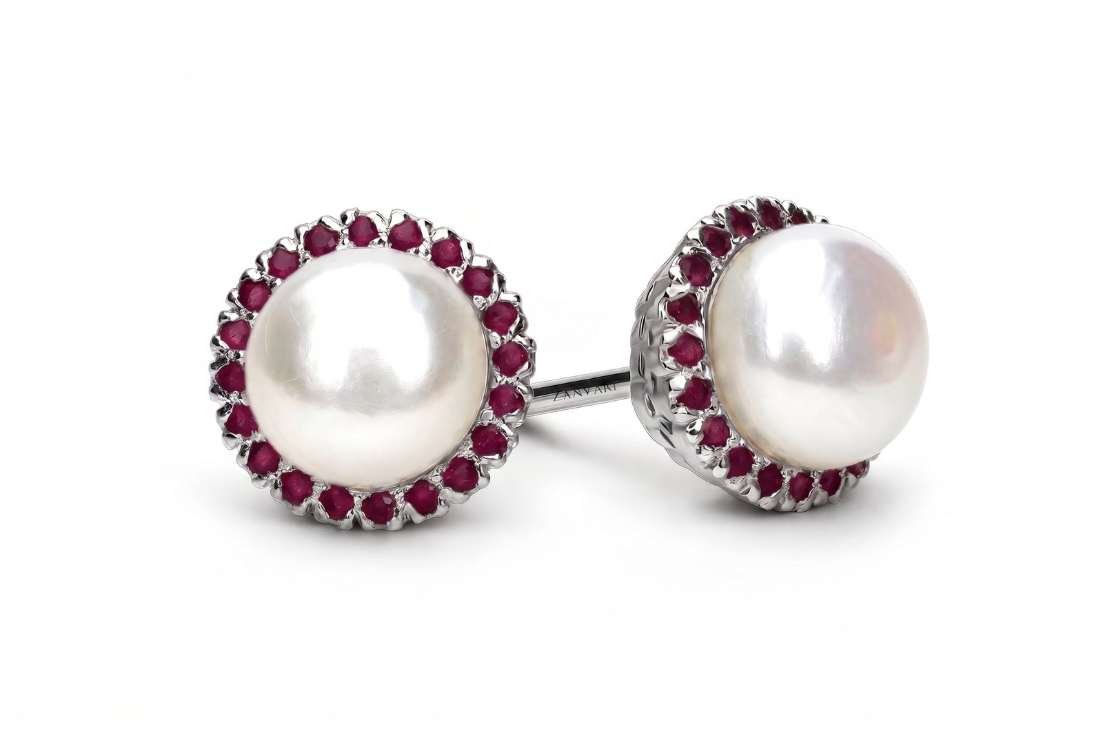 Natural Wonders — Natural Ruby & Pearl Studs in Sterling Silver