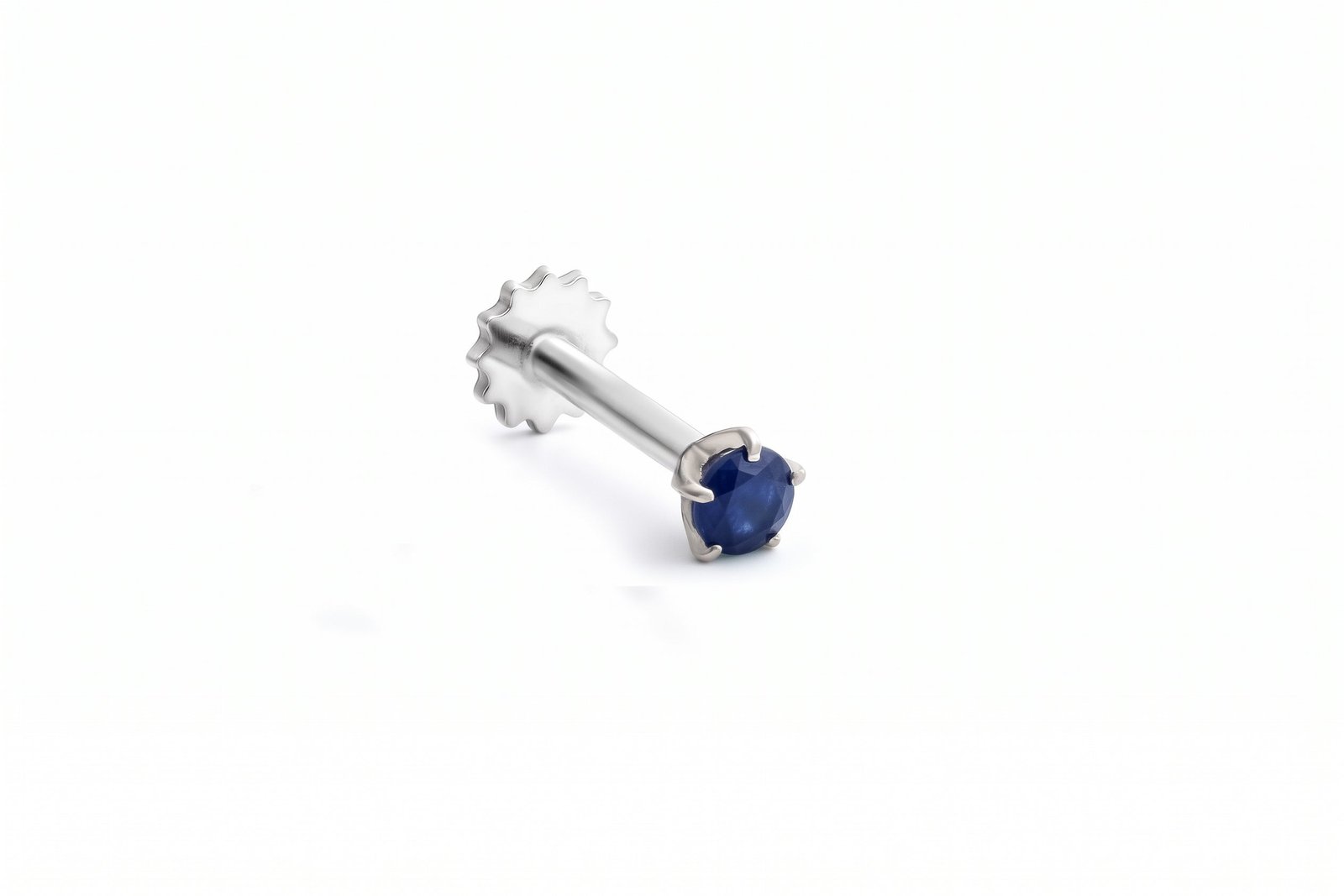 The Tiniest Touch Of Blue — Natural Sapphire (Neelam) Nose Pin in Sterling Silver