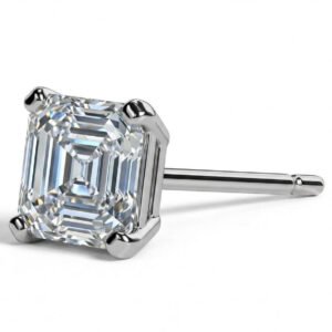 Solo Mirror — 1ct GRA Certified Asscher Cut Moissanite Single Stud for Men in Sterling Silver