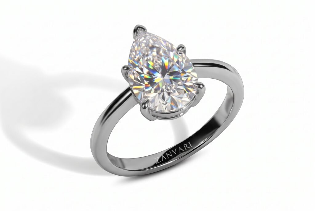 Drop Of Dawn Moissanite Ring — 1–3ct D/VVS1 GRA Certified Pear Cut Drop Of Dawn Moissanite Ring — 1–3ct D/VVS1 GRA Certified Pear Cut