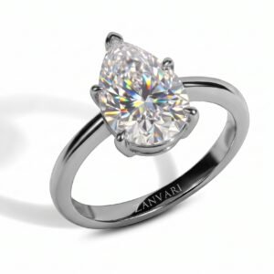Drop Of Dawn Moissanite Ring — 1–3ct D/VVS1 GRA Certified Pear Cut