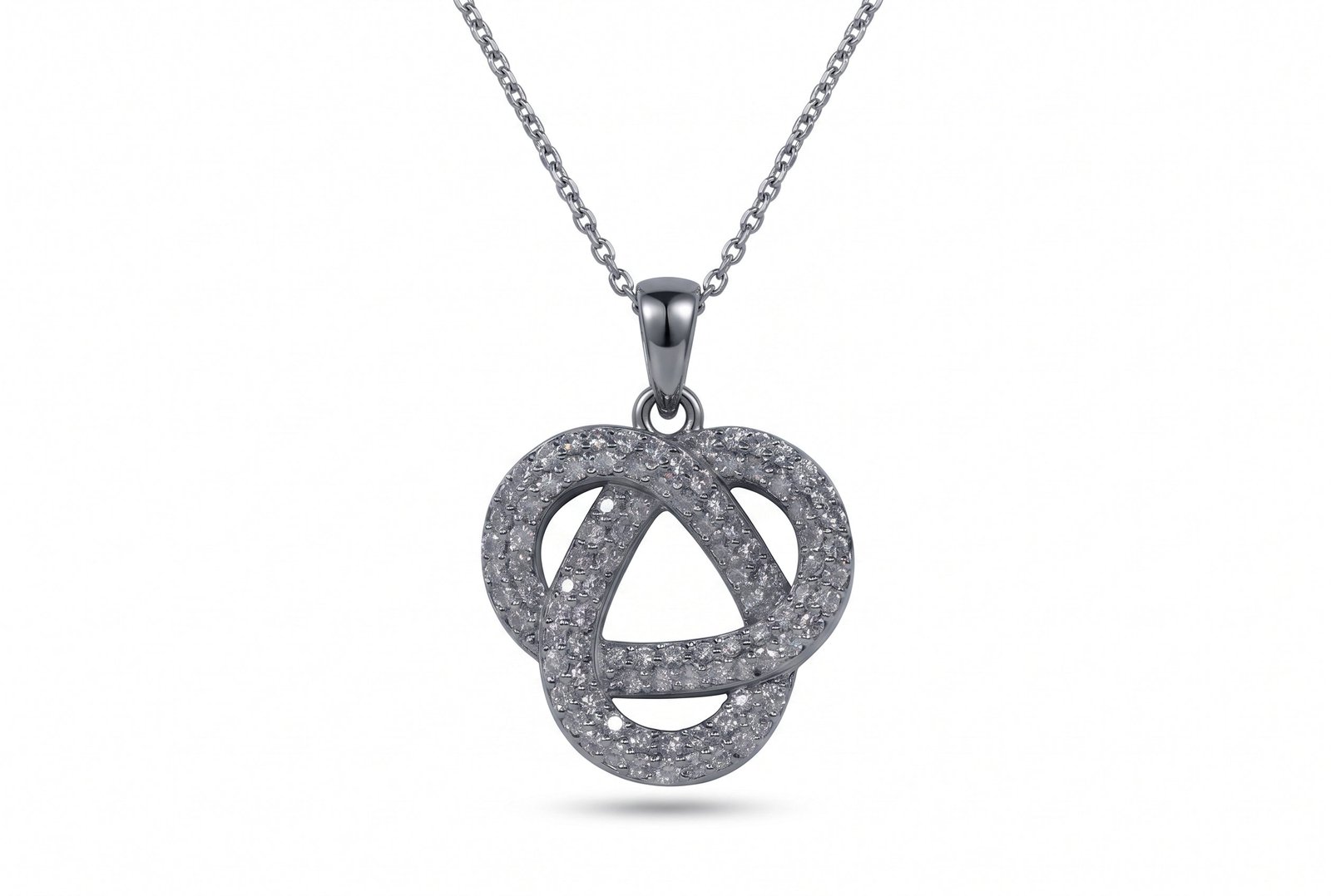 Ties of the Moon — Moissanite Knot Pendant Necklace in Sterling Silver