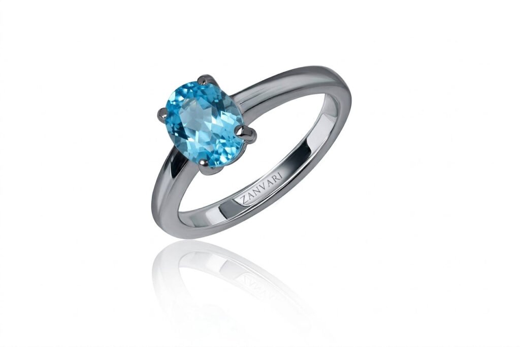 Winter Dreams — 1–2ct Natural Blue Topaz Ring in Sterling Silver