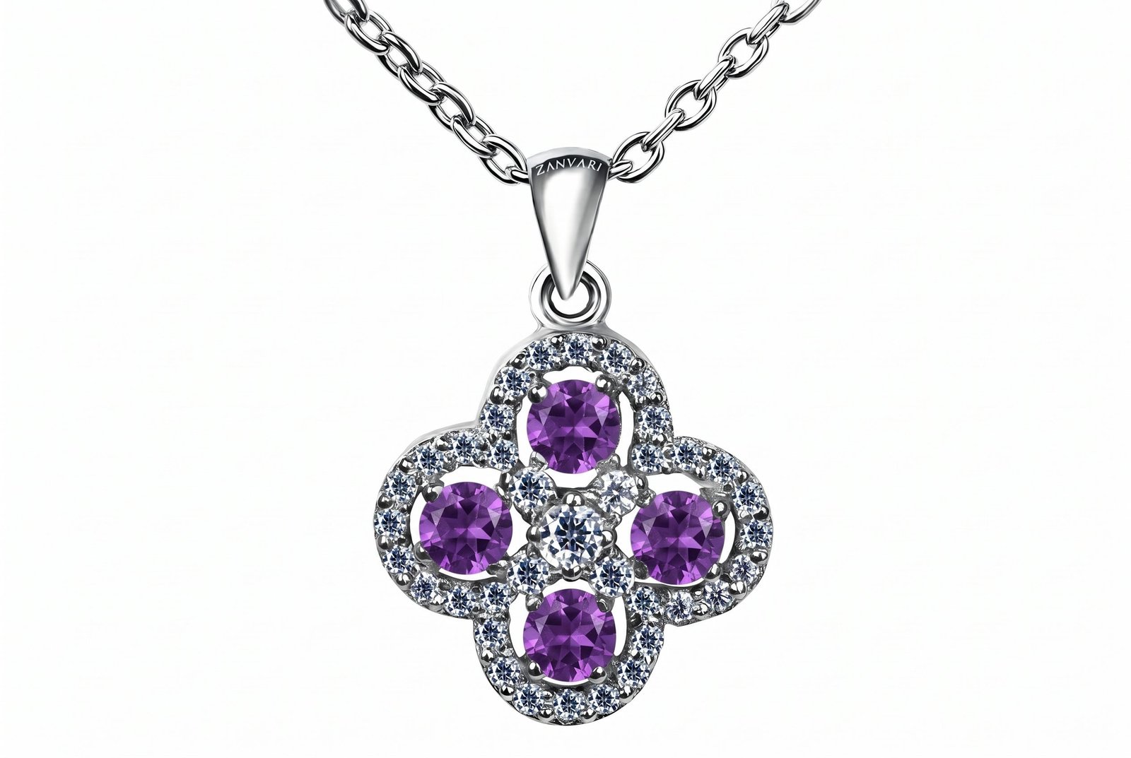 Hues of Sapphire Stone Necklace — Natural Sapphire (Neelam) in Sterling Silver