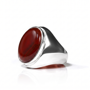 The Immense Luck of Aqeeq — Men's 3-5 ct Natural Aqeeq Signet Ring in Sterling Silver