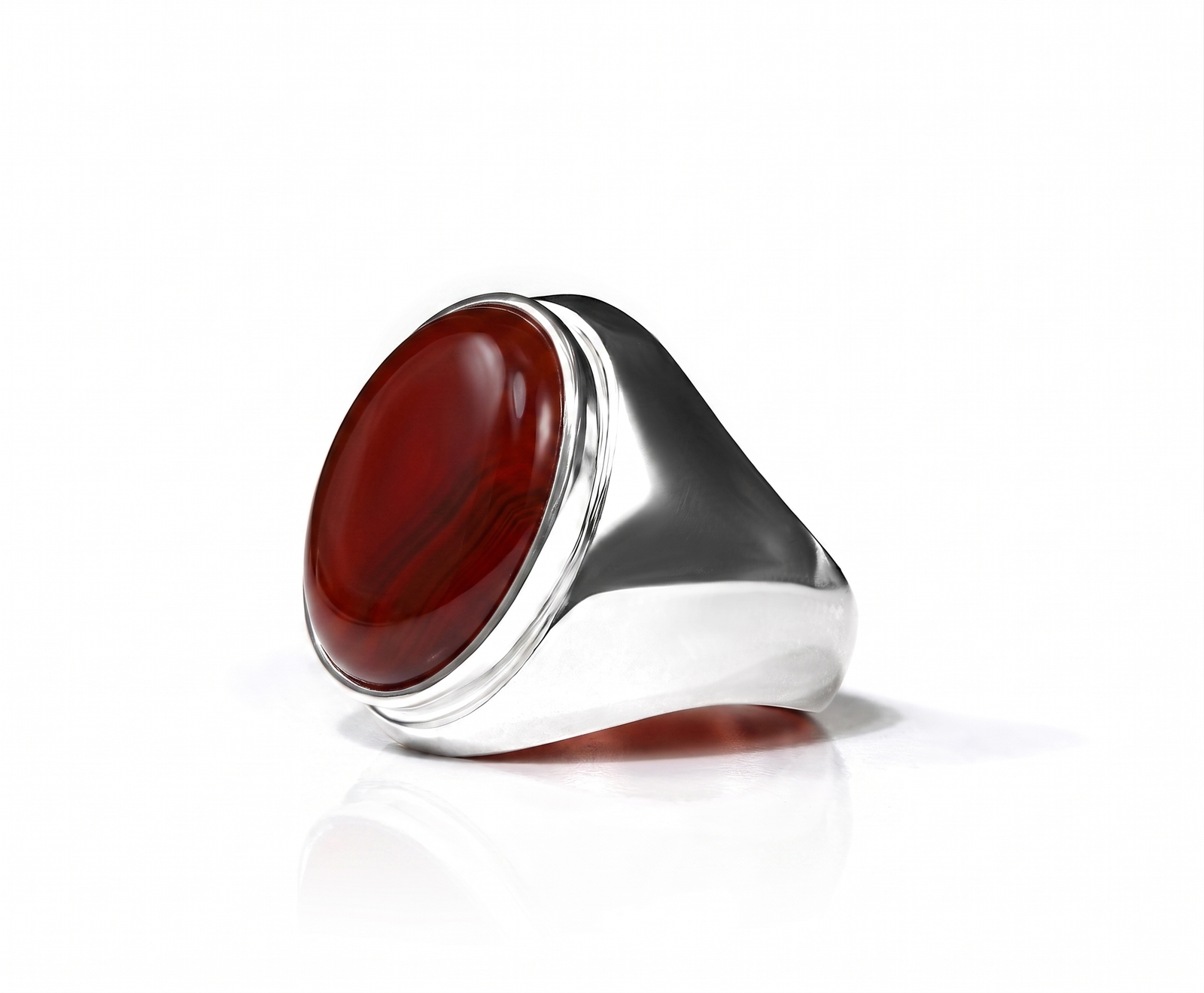 The Immense Luck of Aqeeq — Men's 3-5 ct Natural Aqeeq Signet Ring in Sterling Silver
