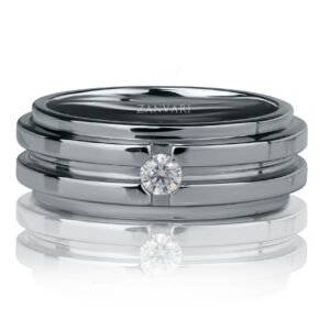 The Orbit — Men's Moissanite Band Ring in Sterling Silver