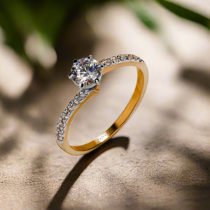 Sunlit Grace — 21k Pure Gold Ring with Moissanite
