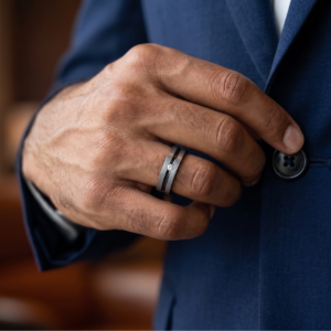 Black Midnight Muse — Men's Moissanite Ring in Sterling Silver