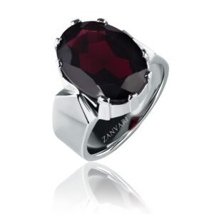 Bold Garnet Crown — Men's 6–8ct Natural Garnet Ring in Sterling Silver