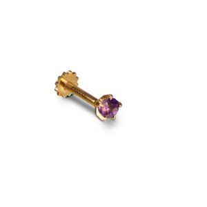 Peaceful Natural Amethyst 21k Gold Nose Pin