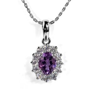 Majestic Lavender Necklace — Natural Amethyst & Moissanite in Sterling Silver