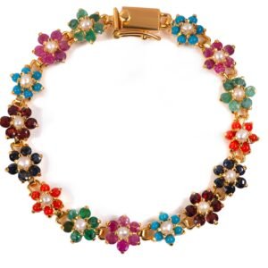 Rainbow Colors of Nauratan — Natural Gemstone Bracelet in Sterling Silver