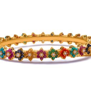 Rainbow Colors of Nauratan — Natural Multi-Stone Bangle in Sterling Silver