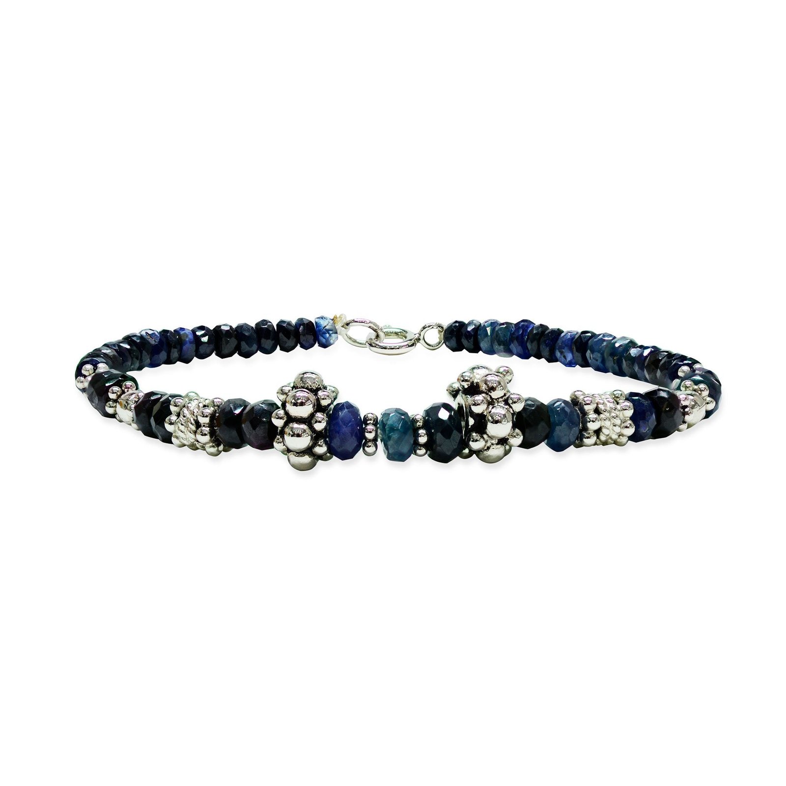 Natural Sapphire Knot Bracelet in Sterling Silver