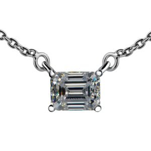 Emerald Cut Moissanite Necklace — 2-3ct in Sterling Silver