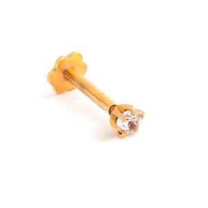 Elegant 21k Gold Diamond Nose Pin — Certified Natural Diamond