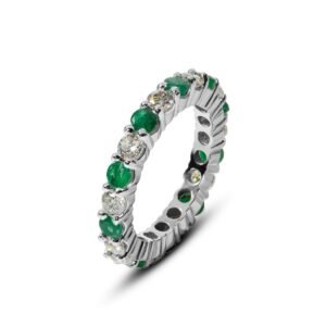 Eternity Love Harmony Ring — Natural Emerald & Moissanite in Sterling Silver