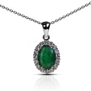 Jewel of Forest — 3-4 ct Natural Emerald Pendant in Sterling Silver