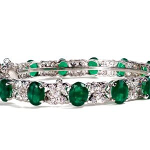 Vintage Alhambra — Glass Stone Bangle in Sterling Silver