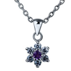 Sparkling Natural Amethyst Flora — Moissanite Pendant in Sterling Silver