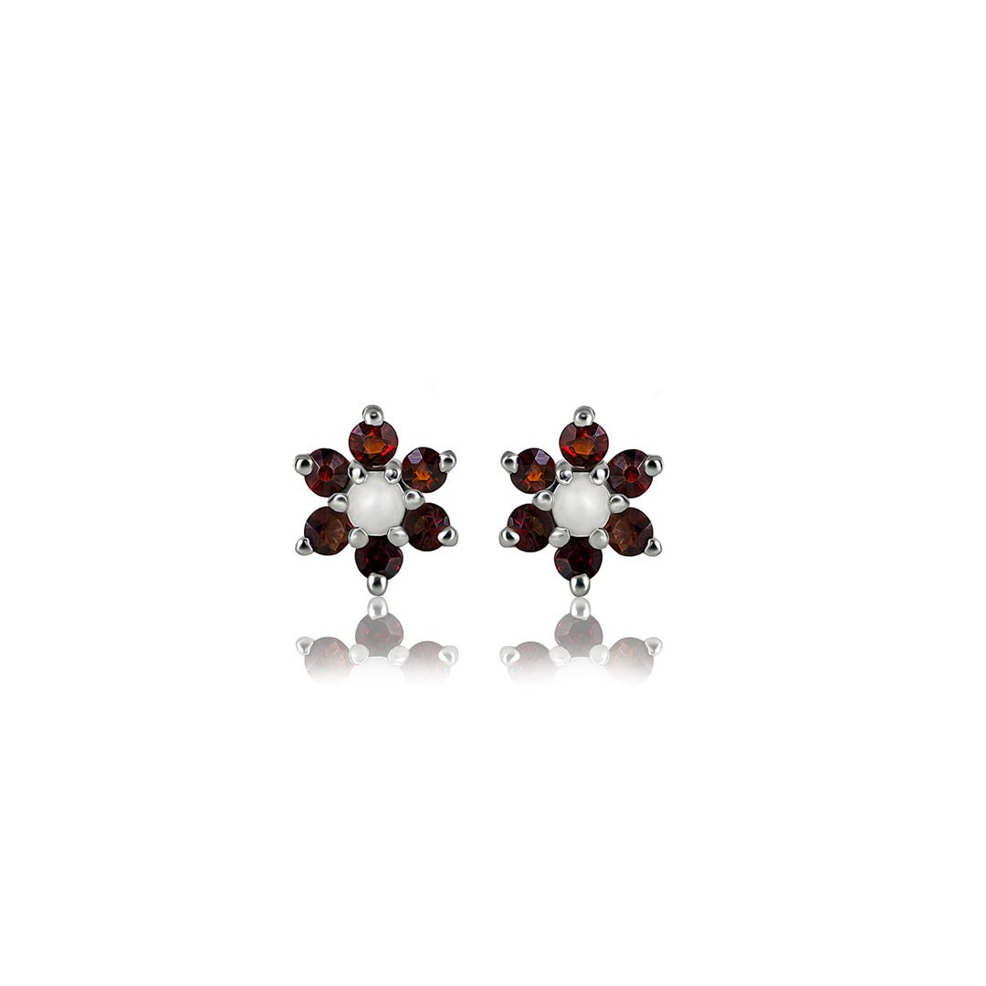Power of Presence — Natural Garnet & Pearl Studs in Sterling Silver - Image 2