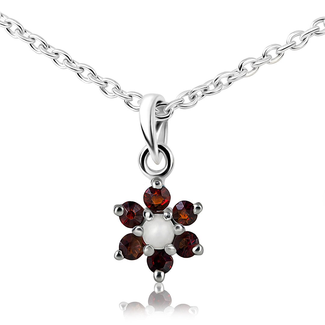 Power of Presence — Natural Garnet & Pearl Necklace in Sterling Silver