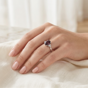 Crimson Whisper — 1–2ct Natural Garnet Ring in Sterling Silver