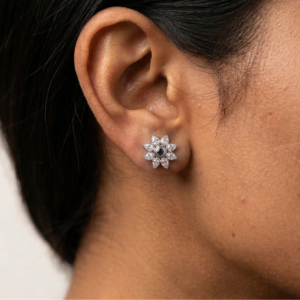 Starborn Grace — Natural Sapphire Stud Earrings in Sterling Silver