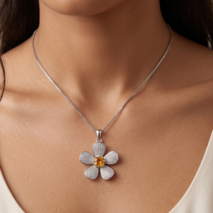 The Language of Flowers — Moissanite & Lab Sapphire Necklace in Sterling Silver