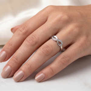 Infinity Sign Ring — Moissanite Ring in Sterling Silver