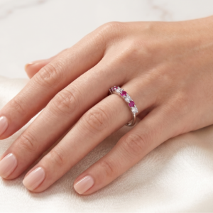 Gleam of Ruby and Moissanite Ring — Natural Ruby & Moissanite, Sterling Silver