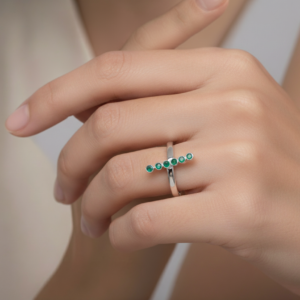 Grace of Forest Heart — Natural Emerald Ring in Sterling Silver