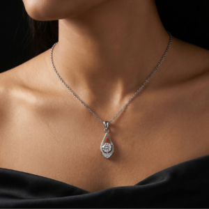 The Droplet Sparkle — 1ct GRA Certified Moissanite Necklace in Sterling Silver
