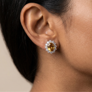 The Tawny Color of Citrine Stone Studs — 2.5–3.5ct Natural Citrine in Sterling Silver
