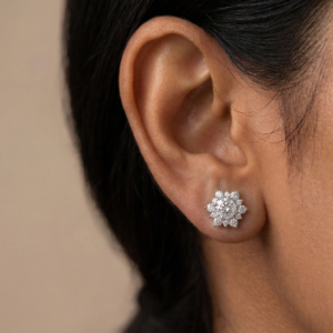 Frozen Starlight — 1ct GRA Certified Moissanite Halo Studs in Sterling Silver