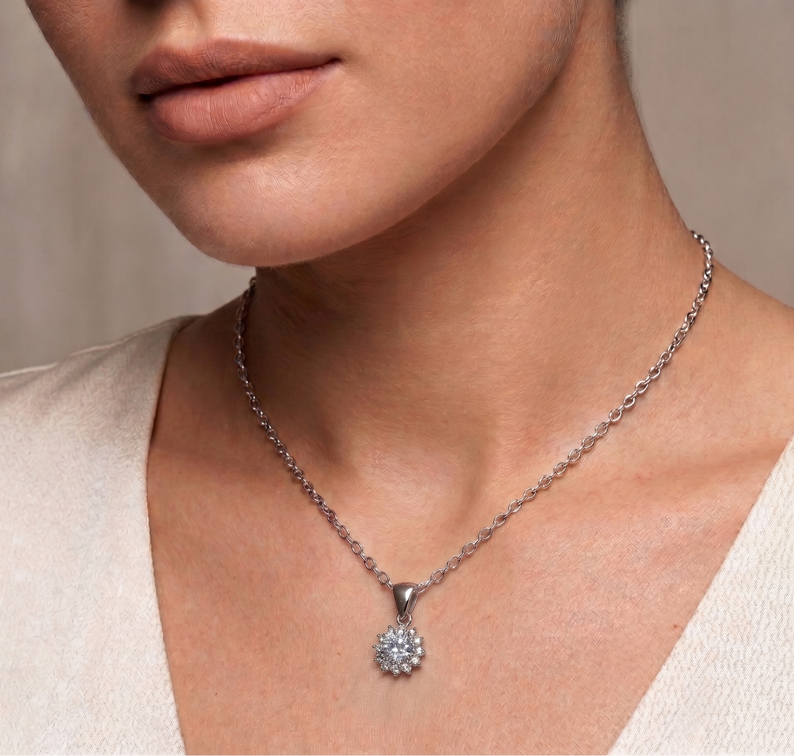 Moissanite Grace — 1ct GRA Certified Moissanite Necklace in Sterling Silver