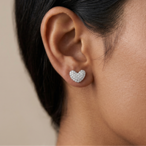 Radiant Heart-Beat — Moissanite Stud Earrings in Sterling Silver