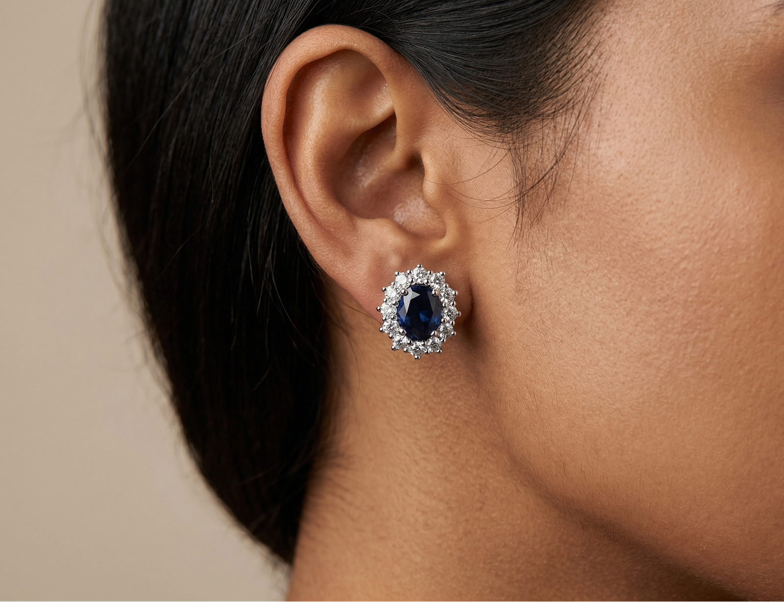 Sapphire Bliss — Sapphire Glass & Moissanite Studs in Sterling Silver