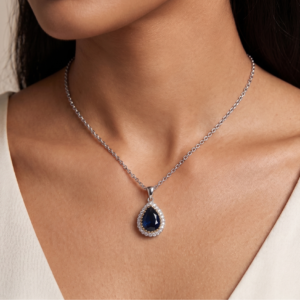 Midnight Ottoman — Lab Blue Sapphire & Moissanite Necklace in Sterling Silver