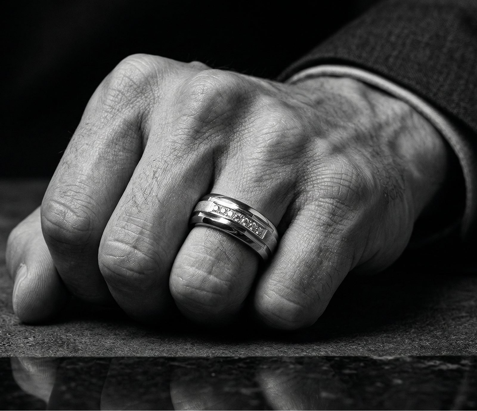 Marker of Permanence — Men's Moissanite Band Ring in Sterling Silver