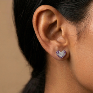 Radiant Heart-Beat — Ruby Stud Earrings in Sterling Silver