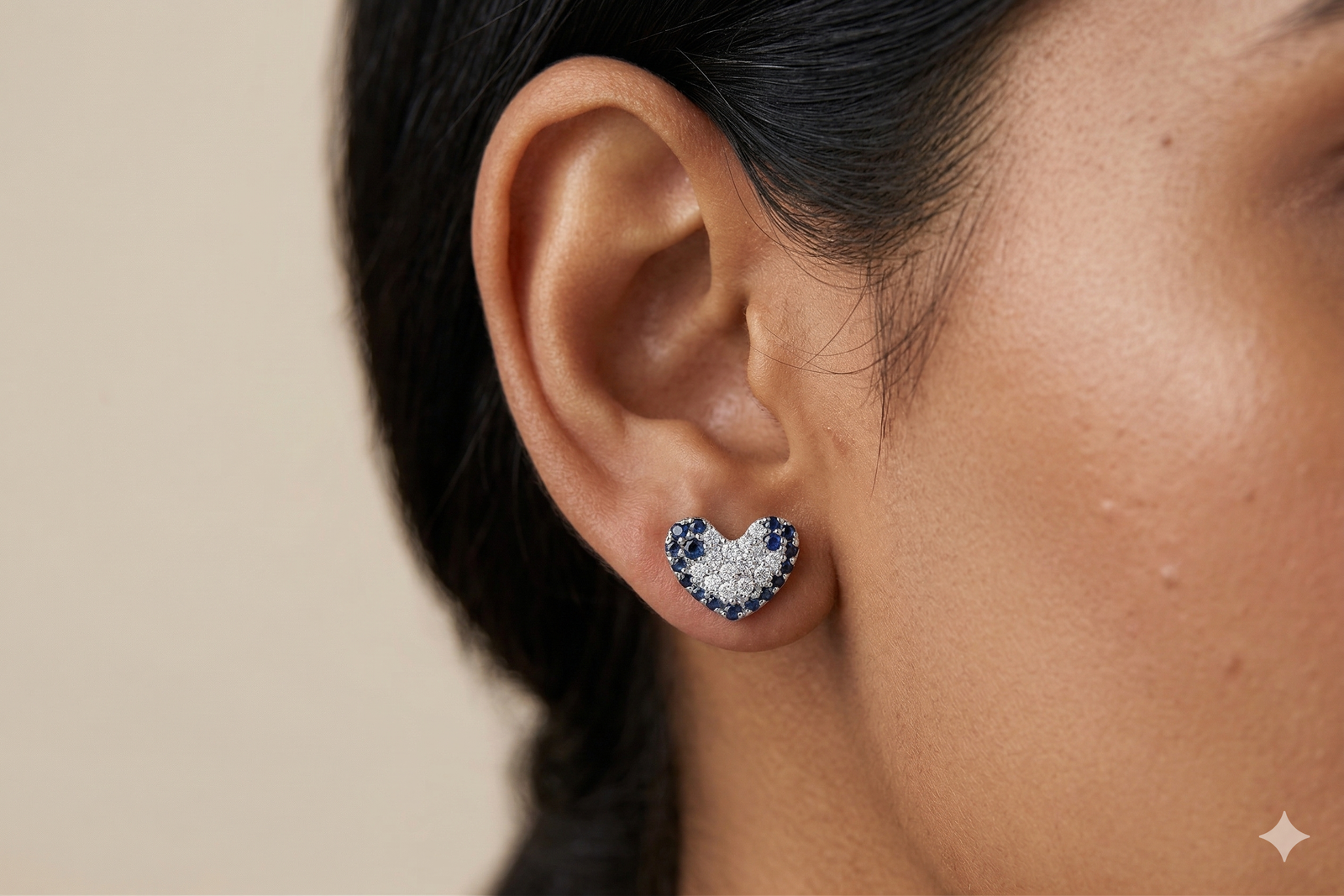 Radiant Heart-Beat — Natural Sapphire Stud Earrings in Sterling Silver - Image 2
