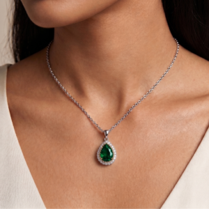 Hurrem Sultan — Lab-Created Emerald Necklace in Sterling Silver