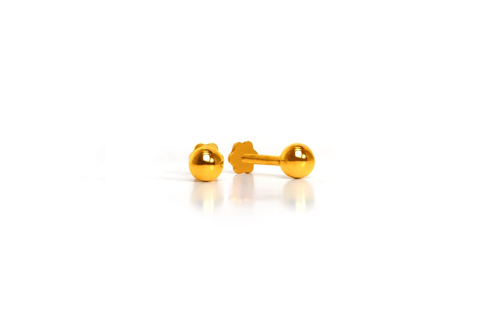 Sleek 21k Gold Ball Stud Earrings