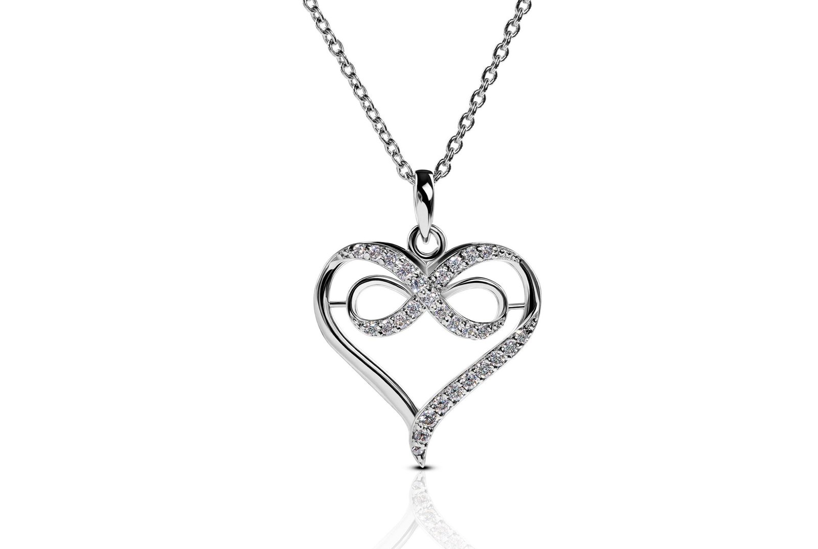 Whispering Heart — Infinity Heart Pendant in Sterling Silver