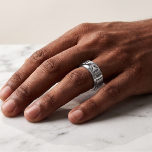 Nuraan Heritage Edge — Men's Natural Diamond Ring in Sterling Silver